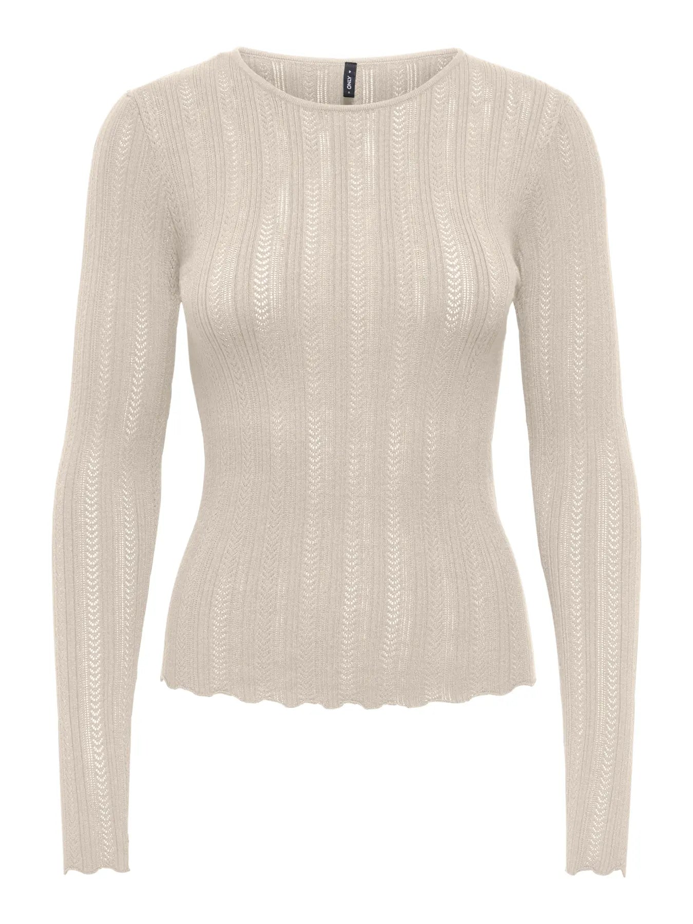 Aloha Pointelle O-Neck Knit Top