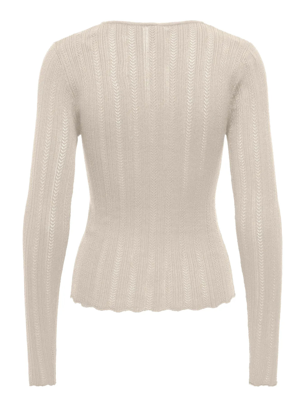 Aloha Pointelle O-Neck Knit Top