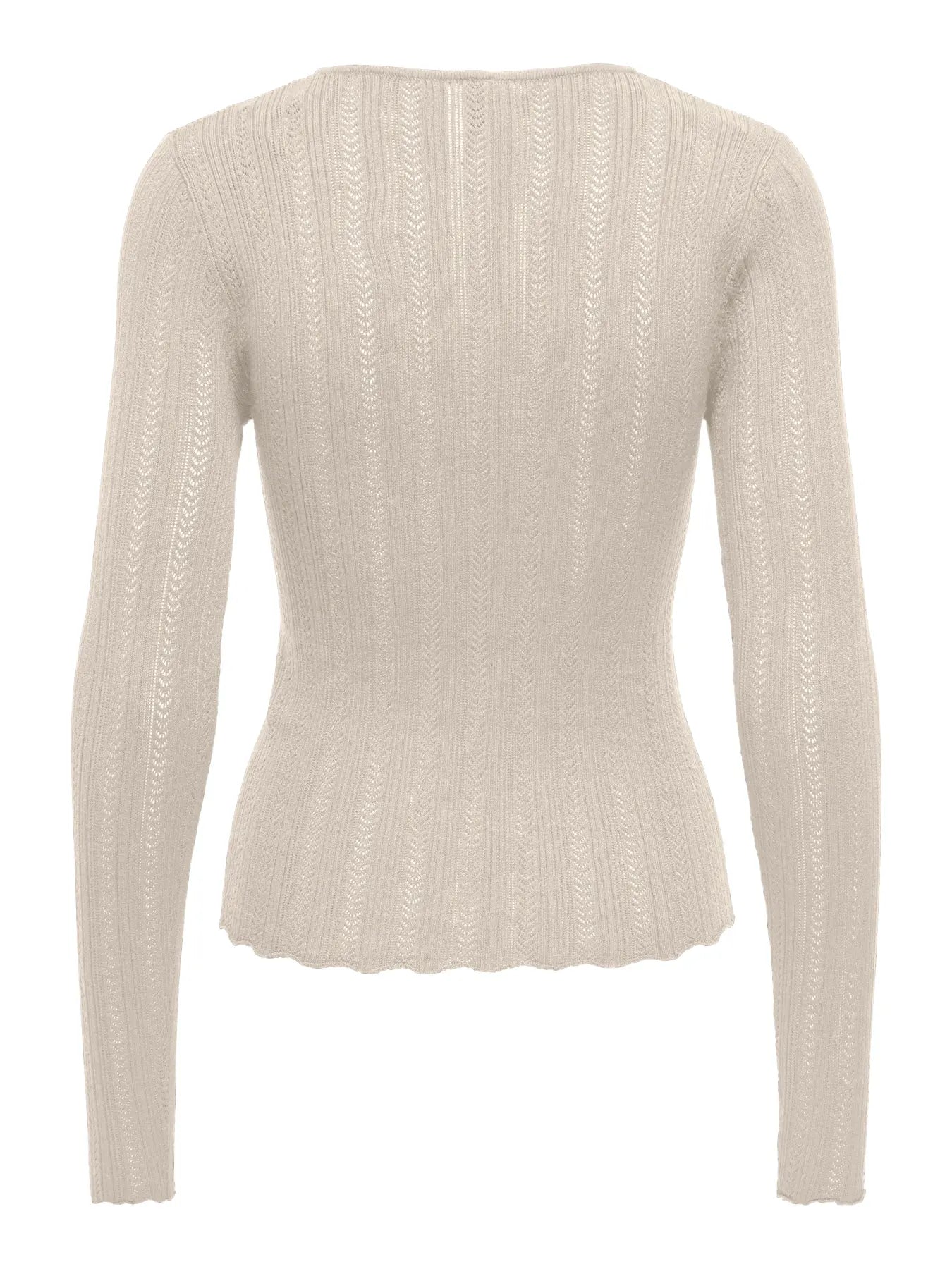 Aloha Pointelle O-Neck Knit Top