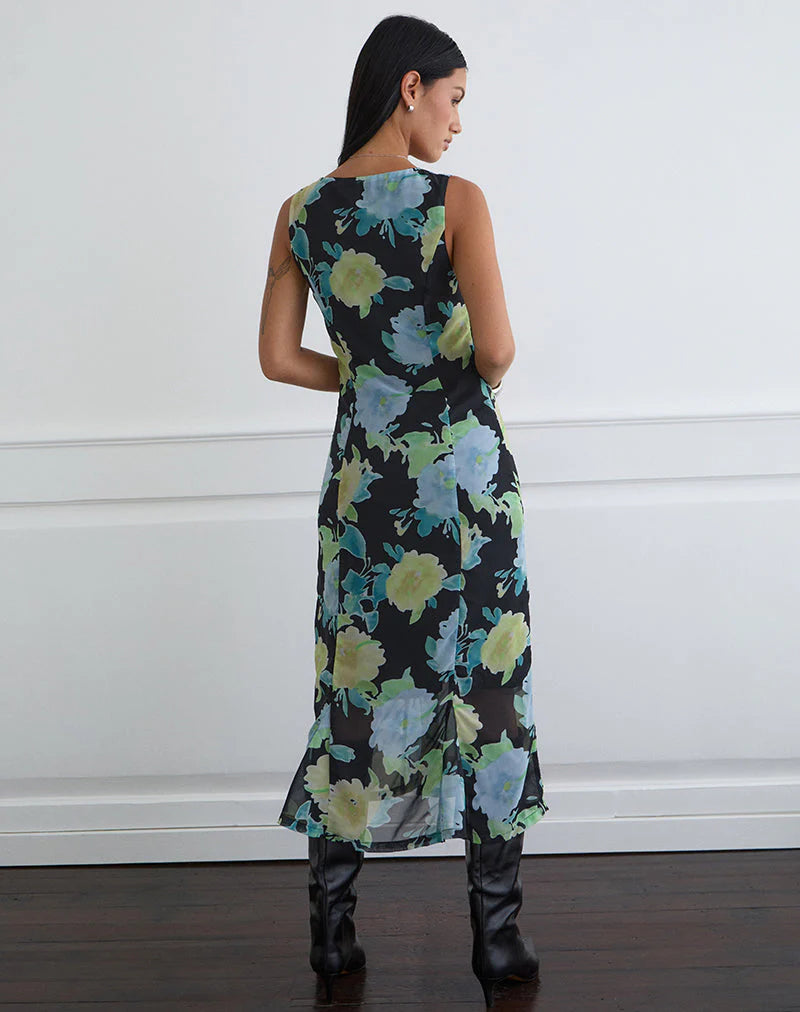 Olydia Midi Dress - Crystal Flower Print