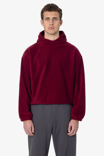 Polar Fleece Pullover Hoodie - Bordeaux