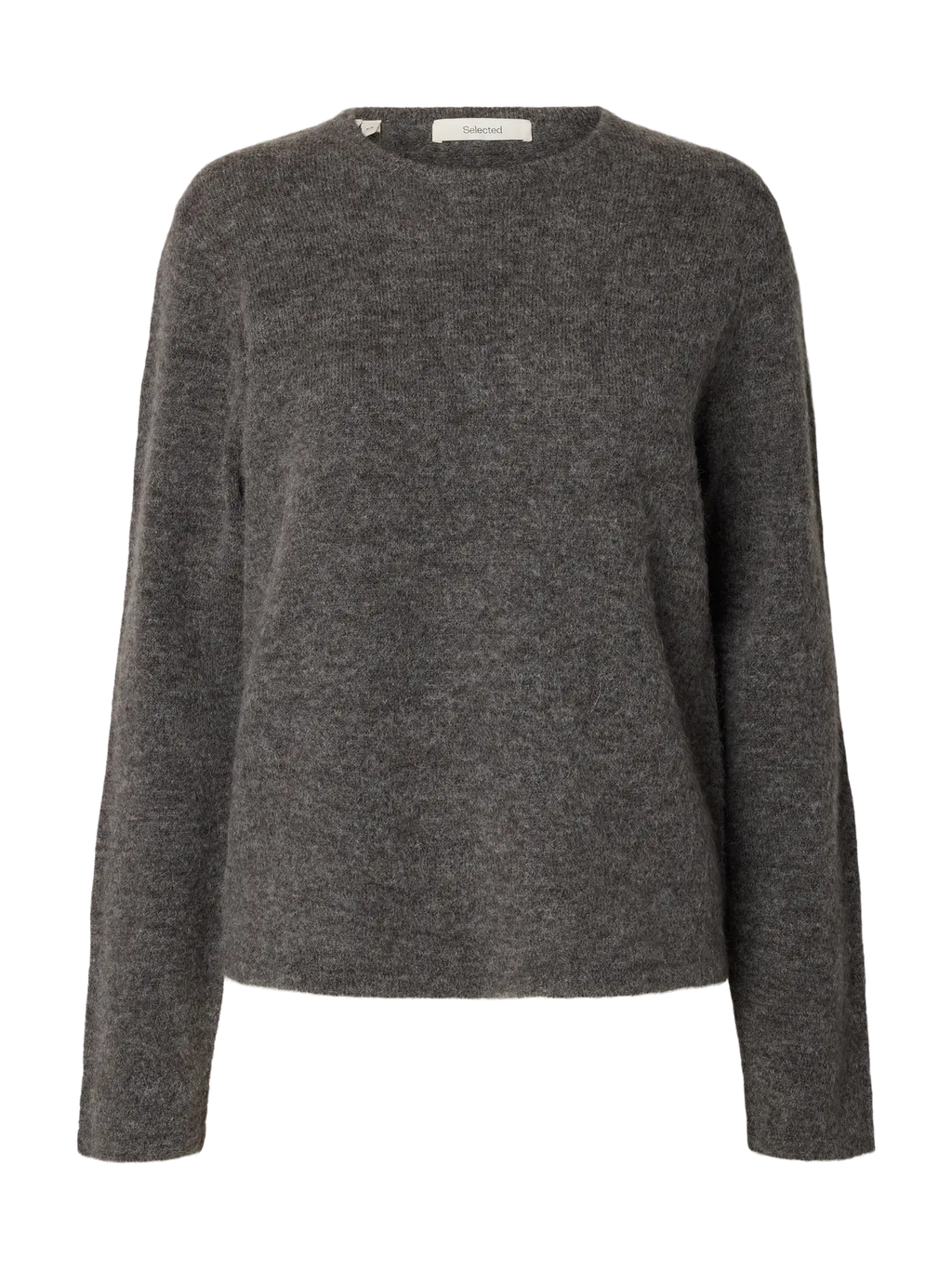 Lulu Long Sleeve O-Neck Knit Sweater - Medium Grey