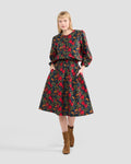 Pomegranate Print Midi Pocket Skirt