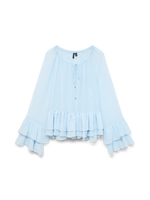 Camille Long Sleeve Frill Top - Skyway