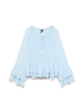 Camille Long Sleeve Frill Top - Skyway