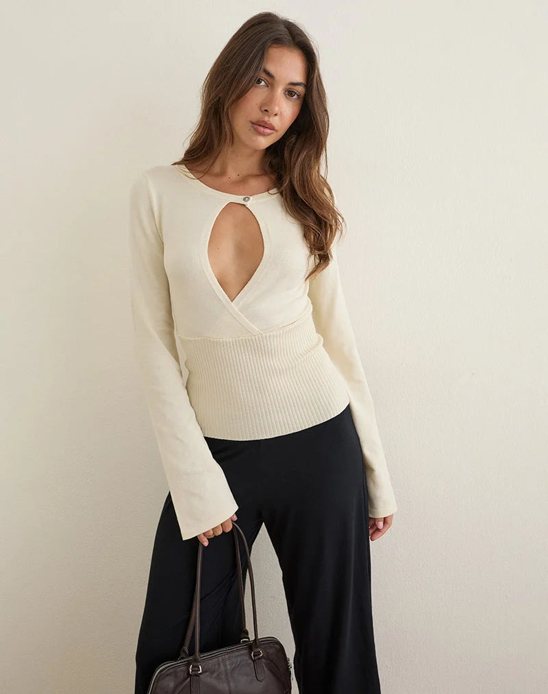Rayana Keyhole Top - Beige