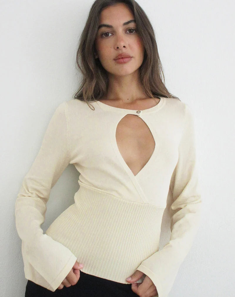 Rayana Keyhole Top - Beige