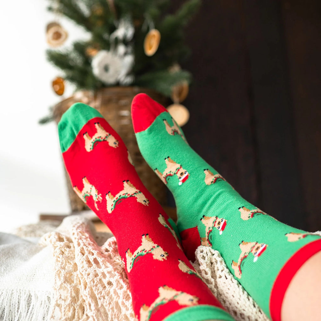 Ugly Christmas Fa La Llama Mismatched Socks