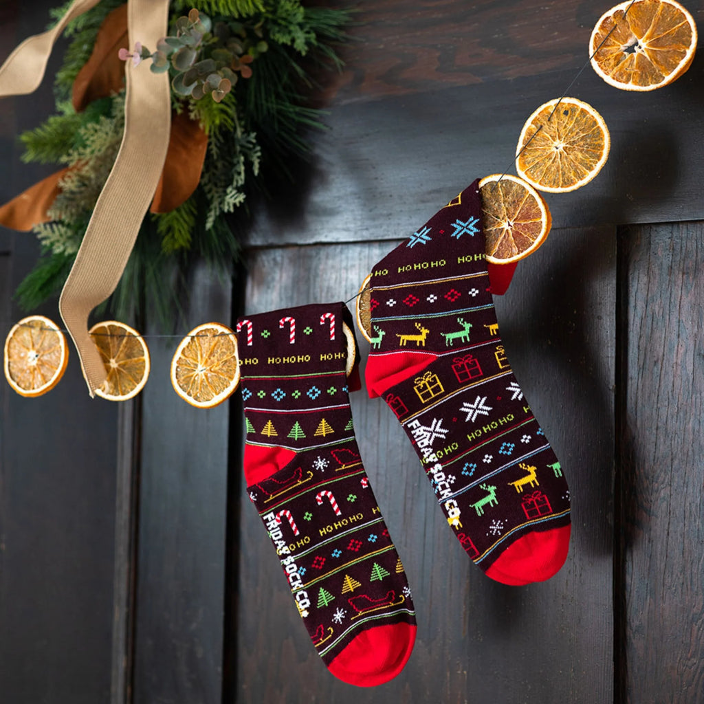 Ugly Christmas Sleigh Ride Mismatched Socks