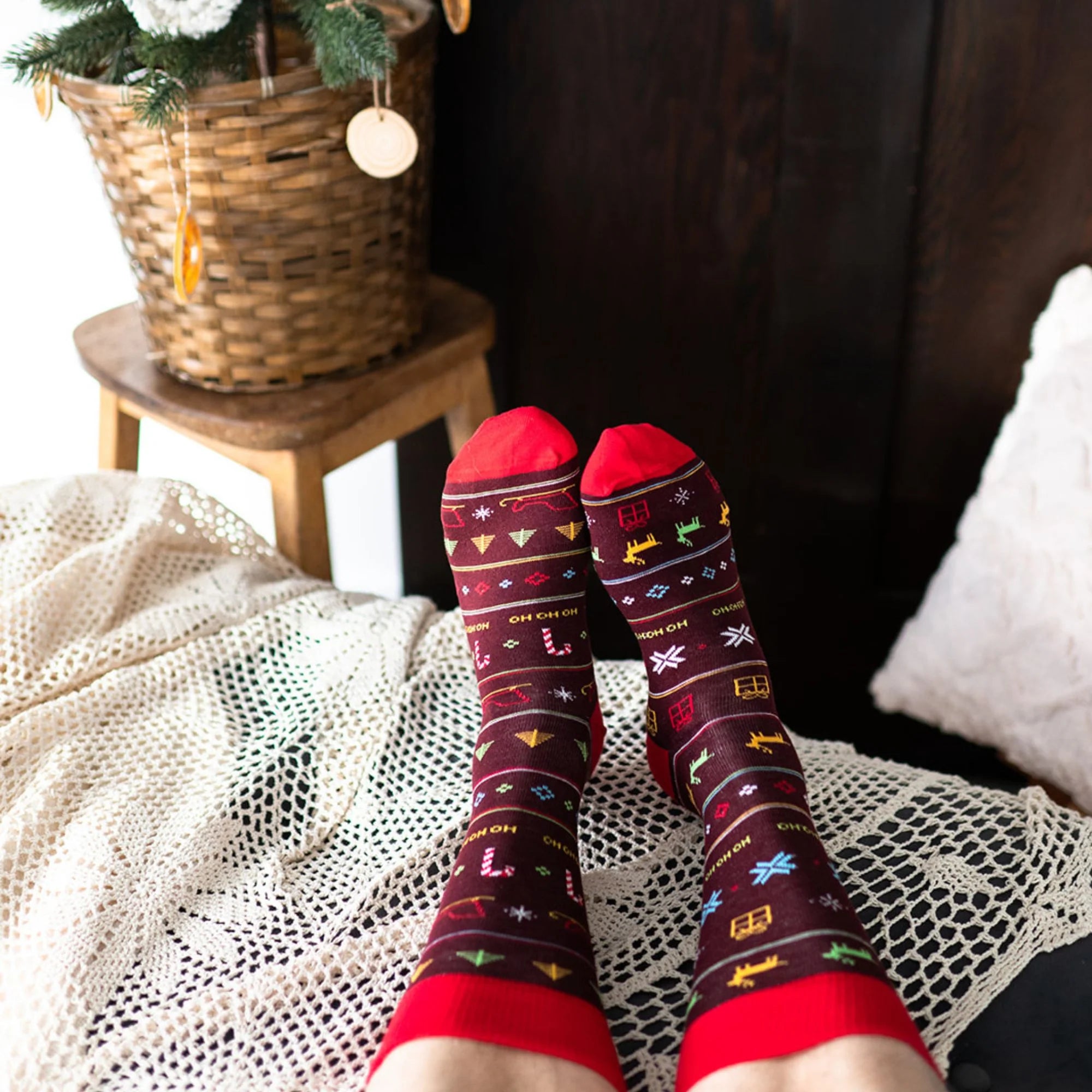 Ugly Christmas Sleigh Ride Mismatched Socks