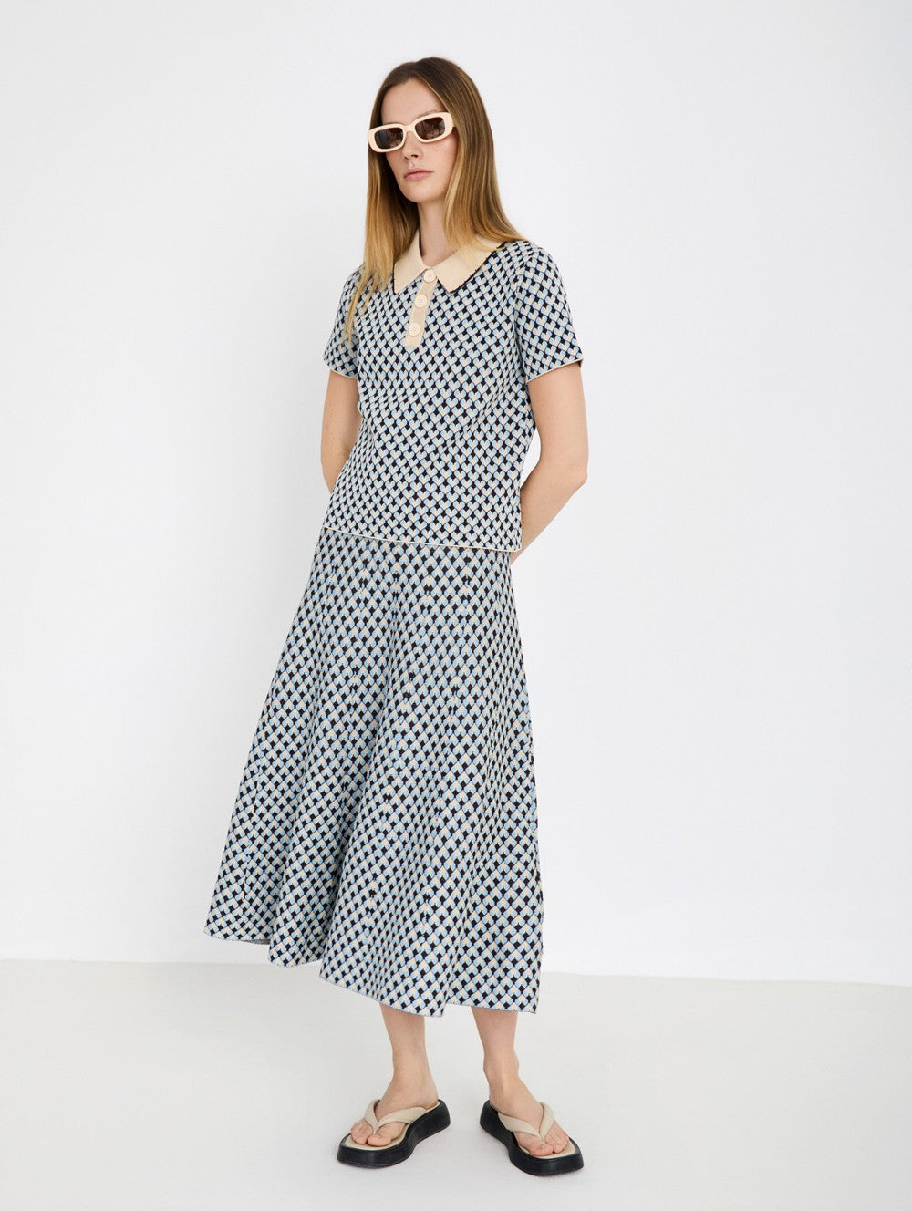 Geometric Knit Polo