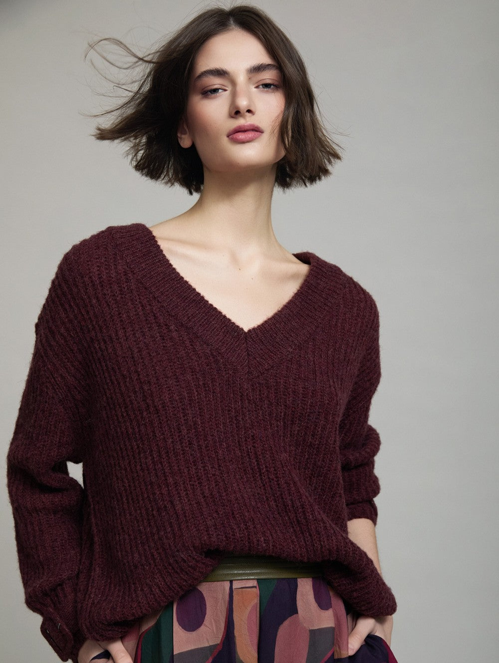V-Neck Sweater with Buckle - Windsor