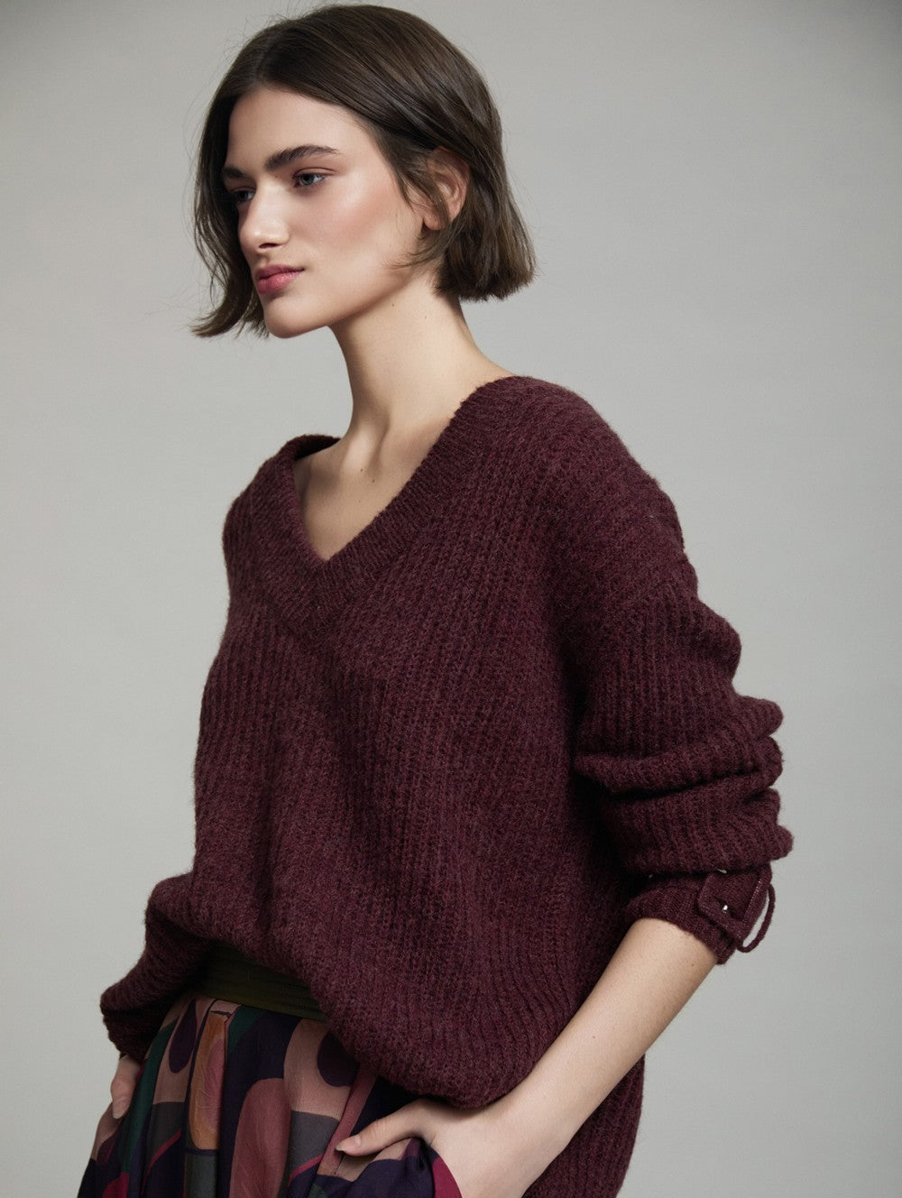 V-Neck Sweater with Buckle - Windsor