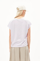 Oneliaa Lovely Stripes Organic Cotton T Shirt - Light Lavender/Oatmilk