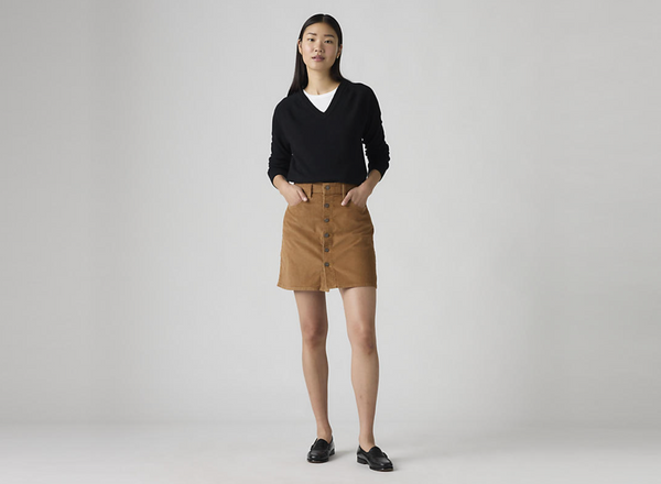 Retro Button Front Skirt - Sweet Honey