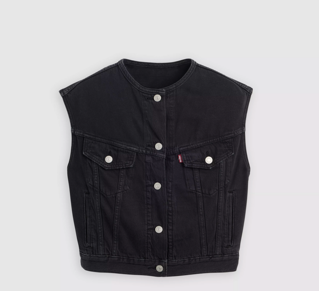 Collarless Shrunken 90s Vest - None Your Business