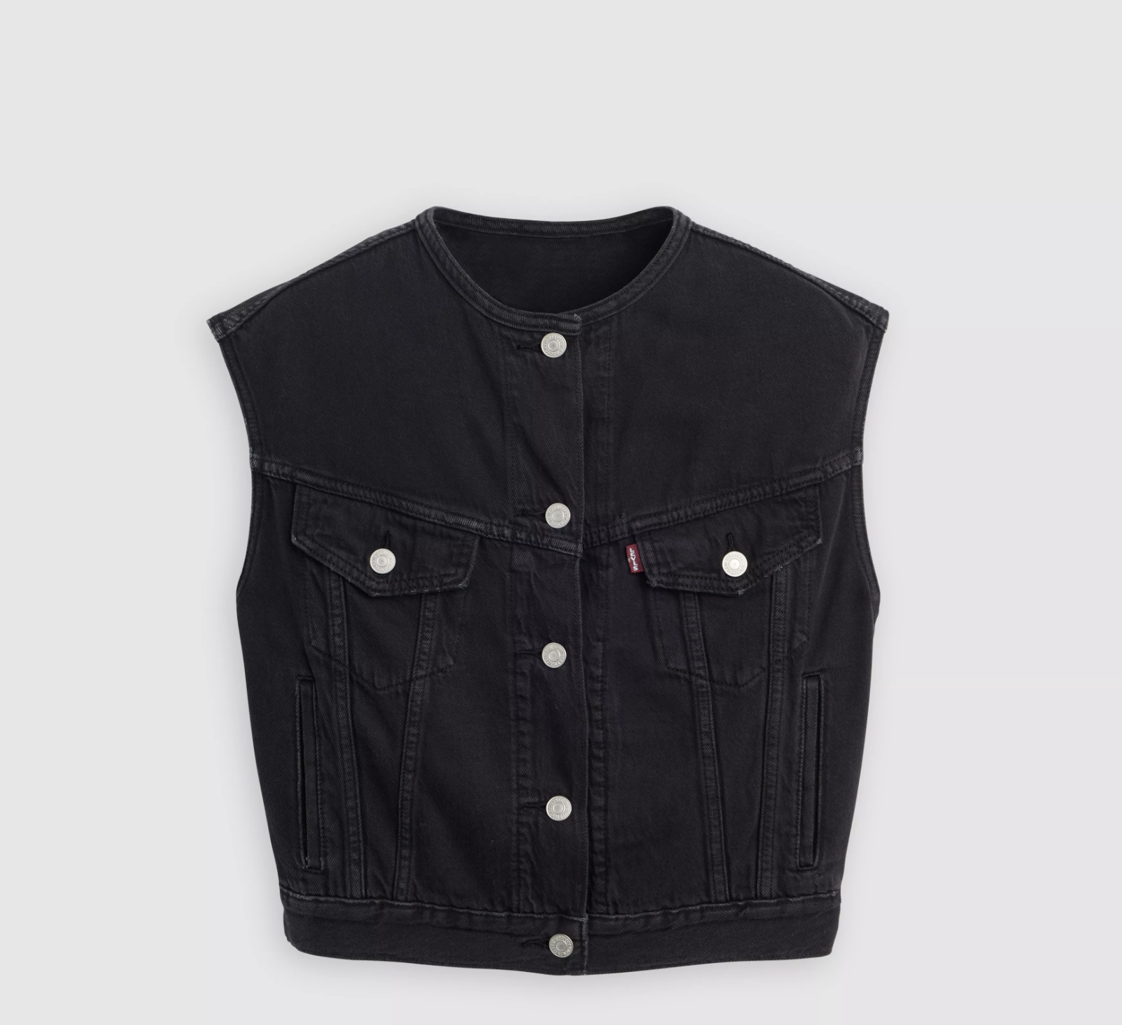 Collarless Shrunken 90s Vest - None Your Business