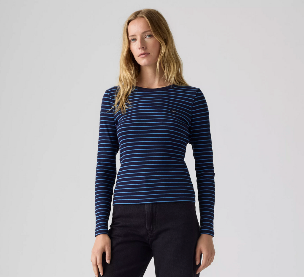 Hayes Long Sleee Tee - Gemini Stripe Navy Blazer