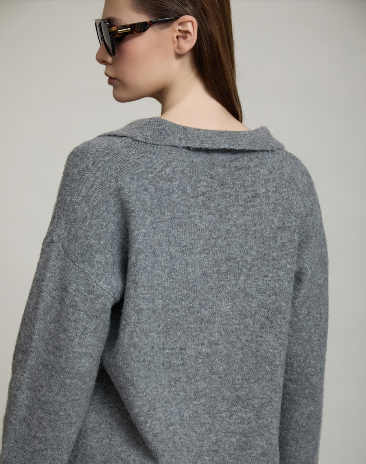 Sweater With Striped Poplin Contrast