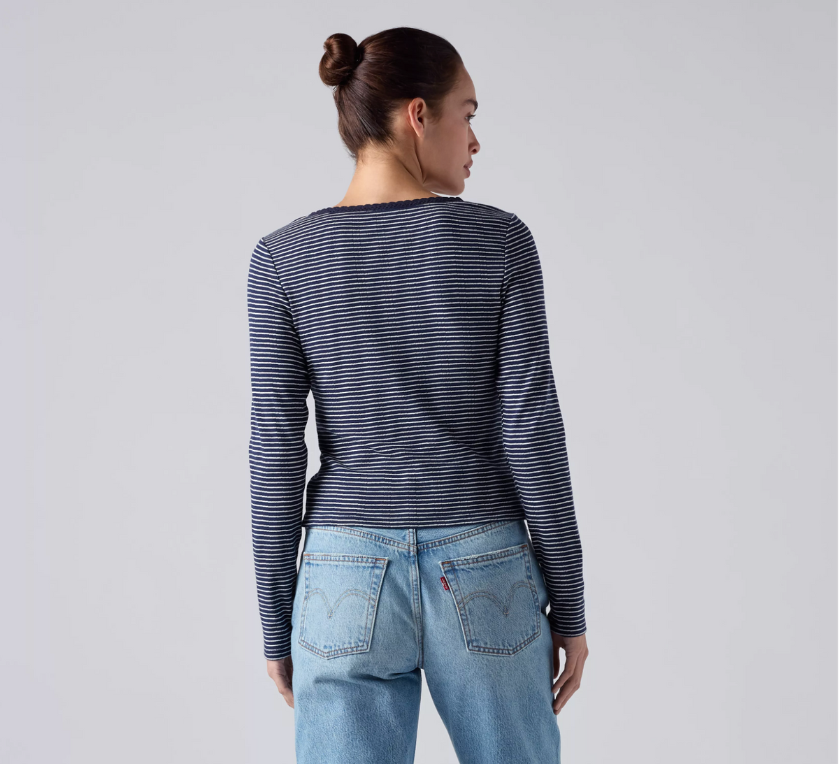 Dry Goods Pointelle Lace Long Sleeve - Tina Stripe