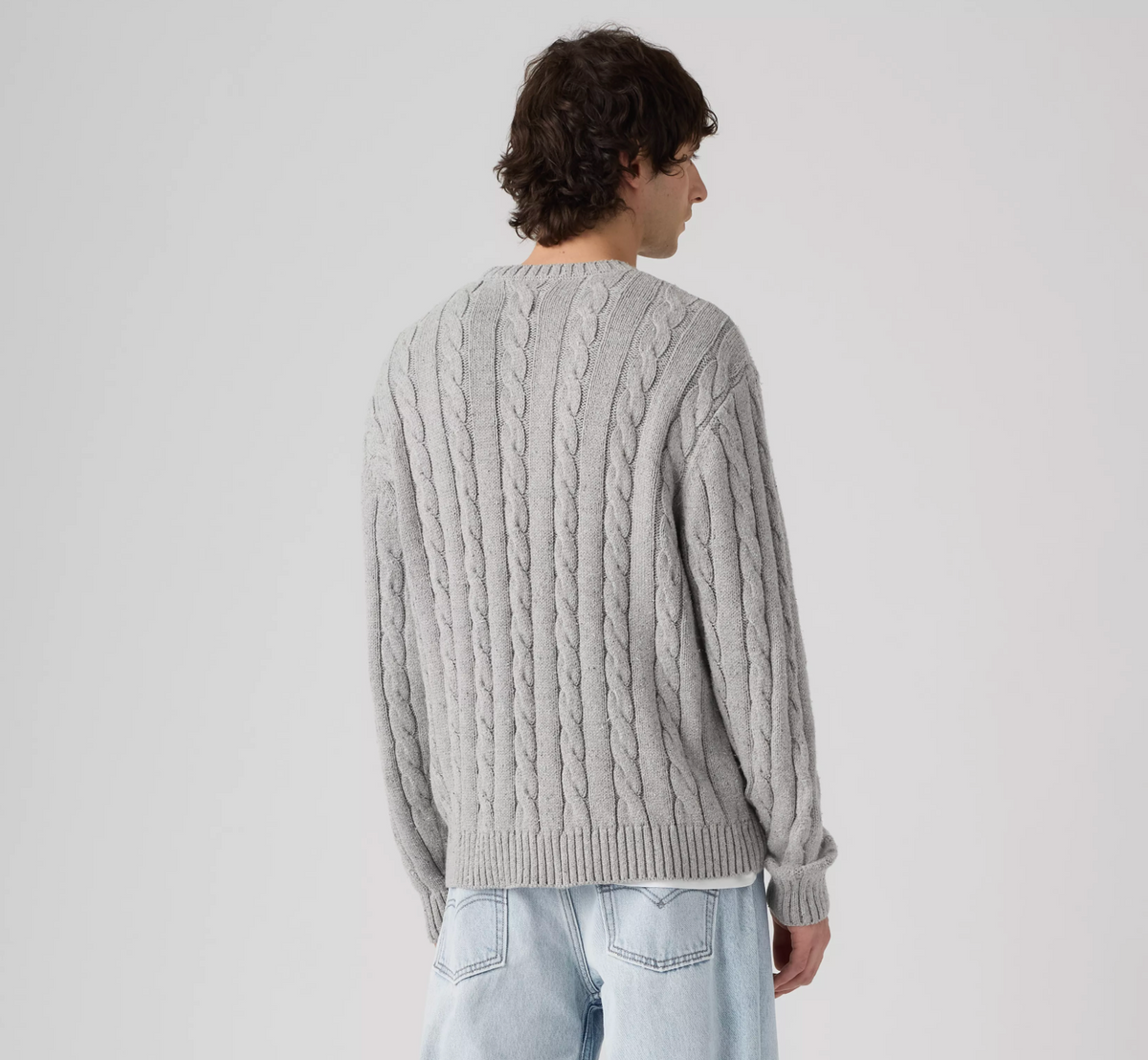 Laurel Crew Cable Neps Sweater - Grey Heather