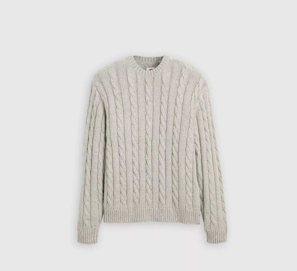 Laurel Crew Cable Neps Sweater - Grey Heather