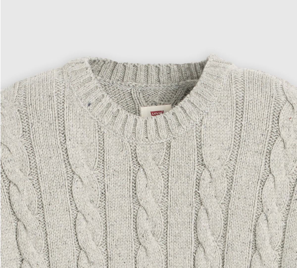 Laurel Crew Cable Neps Sweater - Grey Heather