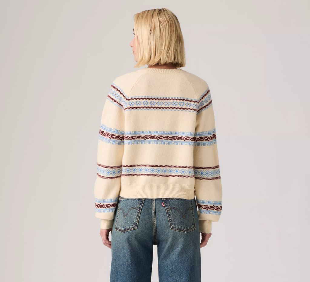 Jolie Fairisle Crewneck Sweater - Coralie Egret