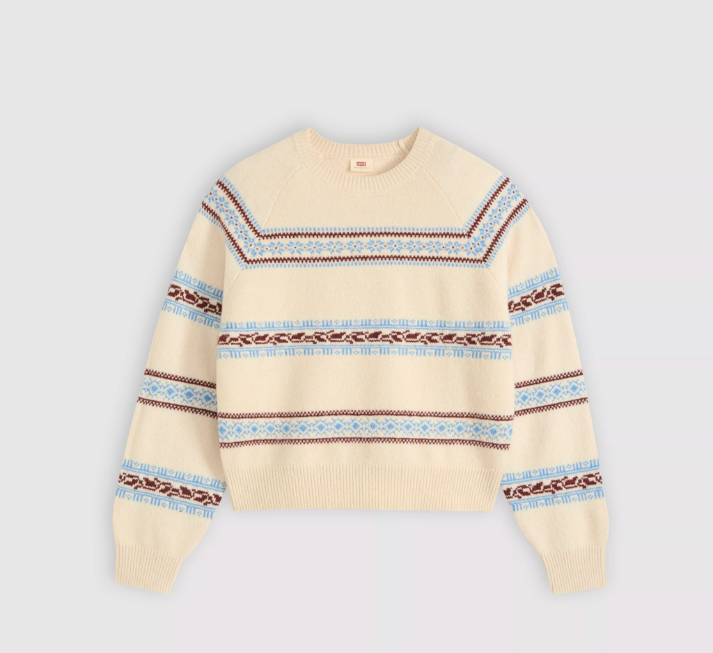 Jolie Fairisle Crewneck Sweater - Coralie Egret