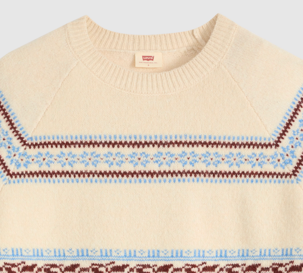 Jolie Fairisle Crewneck Sweater - Coralie Egret