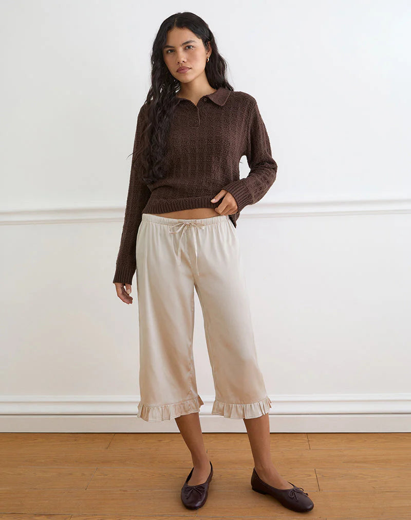 Tunelia Capri Trouser - Satin Champagne