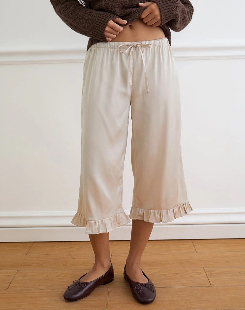 Tunelia Capri Trouser - Satin Champagne
