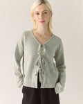 Bow Merino Cardigan - Grey