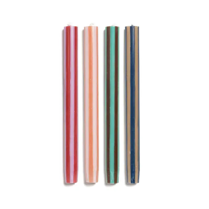 Stripe Dinner Candles - Mixed Set