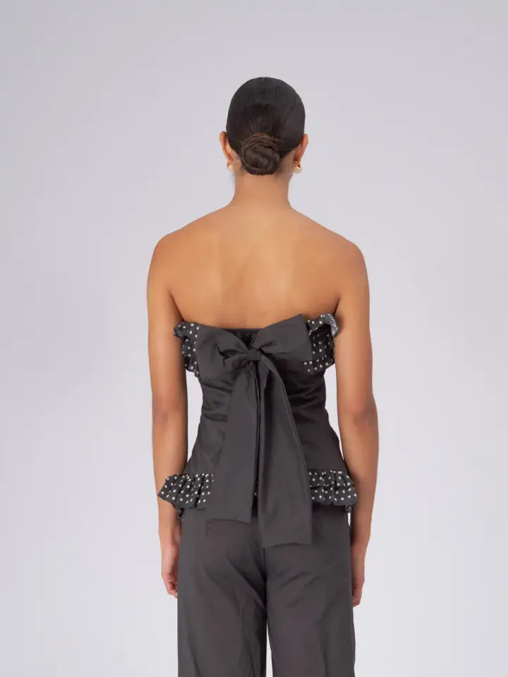Polka Dot Strapless Top