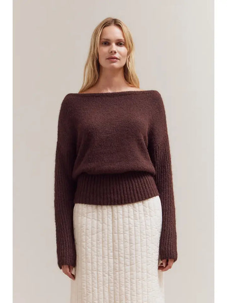 Off Shoulder Sweater - Aubergine