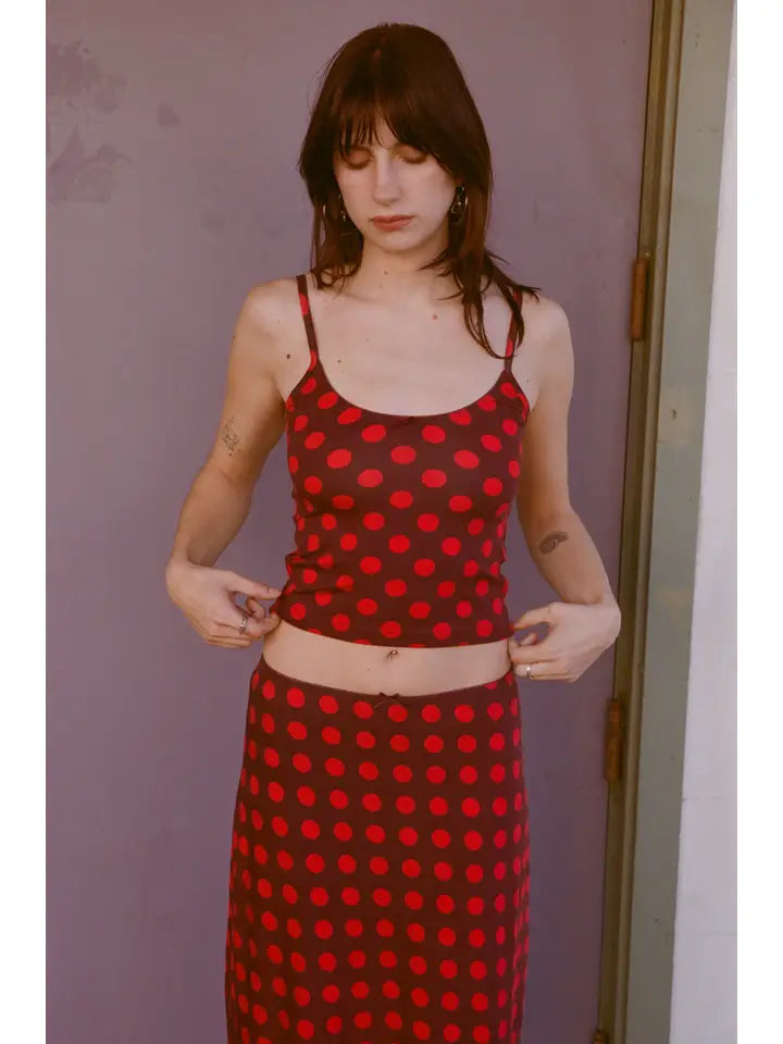 Scoop Back Cami - Scarlet Dot