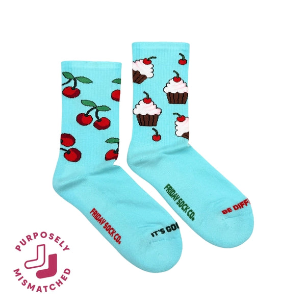 Cherry & Cupcake Mismatched Athletic Socks