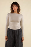 Effie Shirred Waist Top - Mushroom