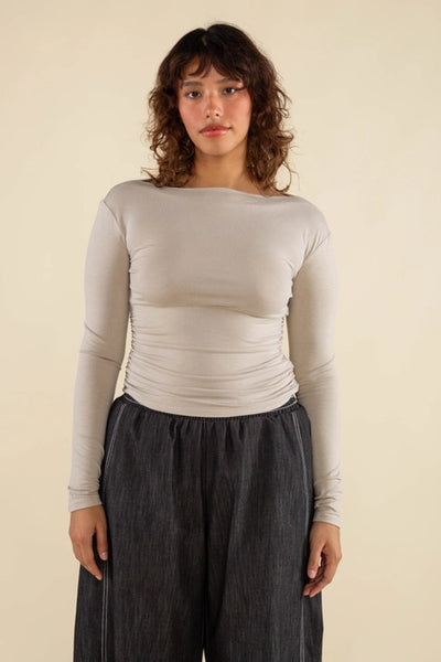 Effie Shirred Waist Top - Mushroom