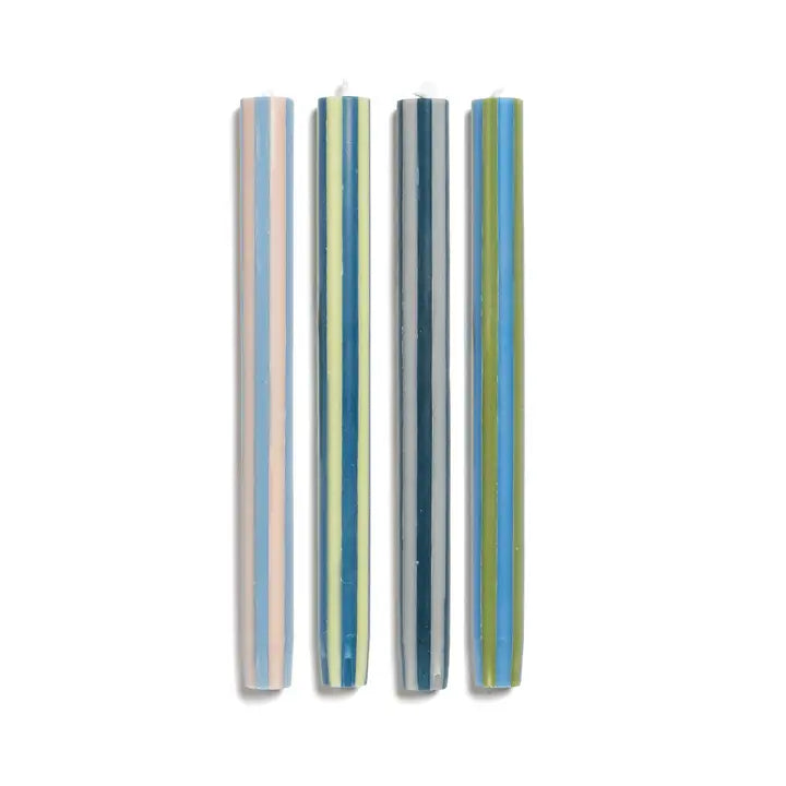 Stripe Dinner Candles - Mixed Set