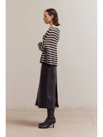 Stripe Off Shoulder Knit - Black