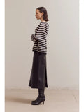 Stripe Off Shoulder Knit - Black