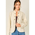 Fitted Button Cotton Jacket - Tan