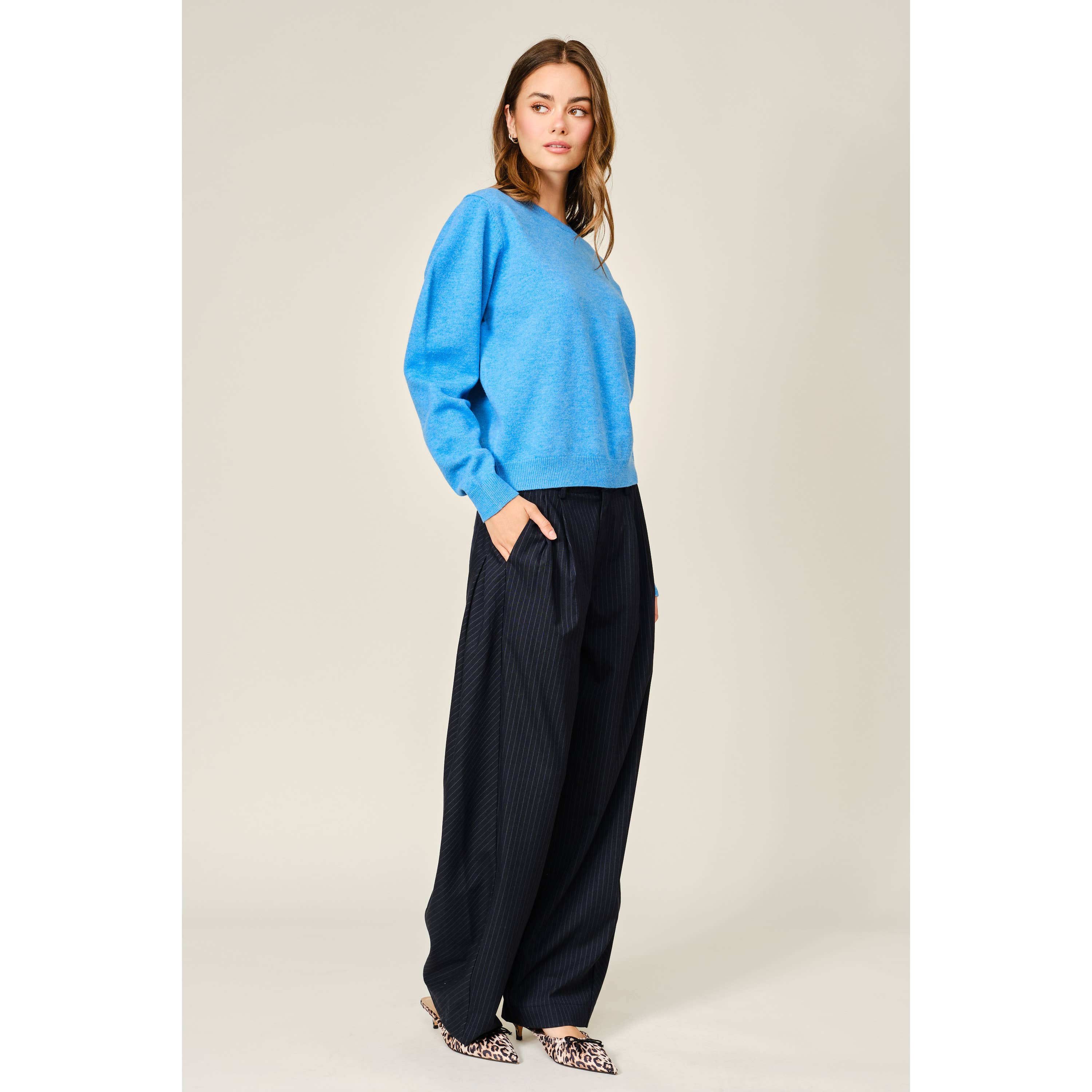 Stripe Classic Barrel Pants - Navy