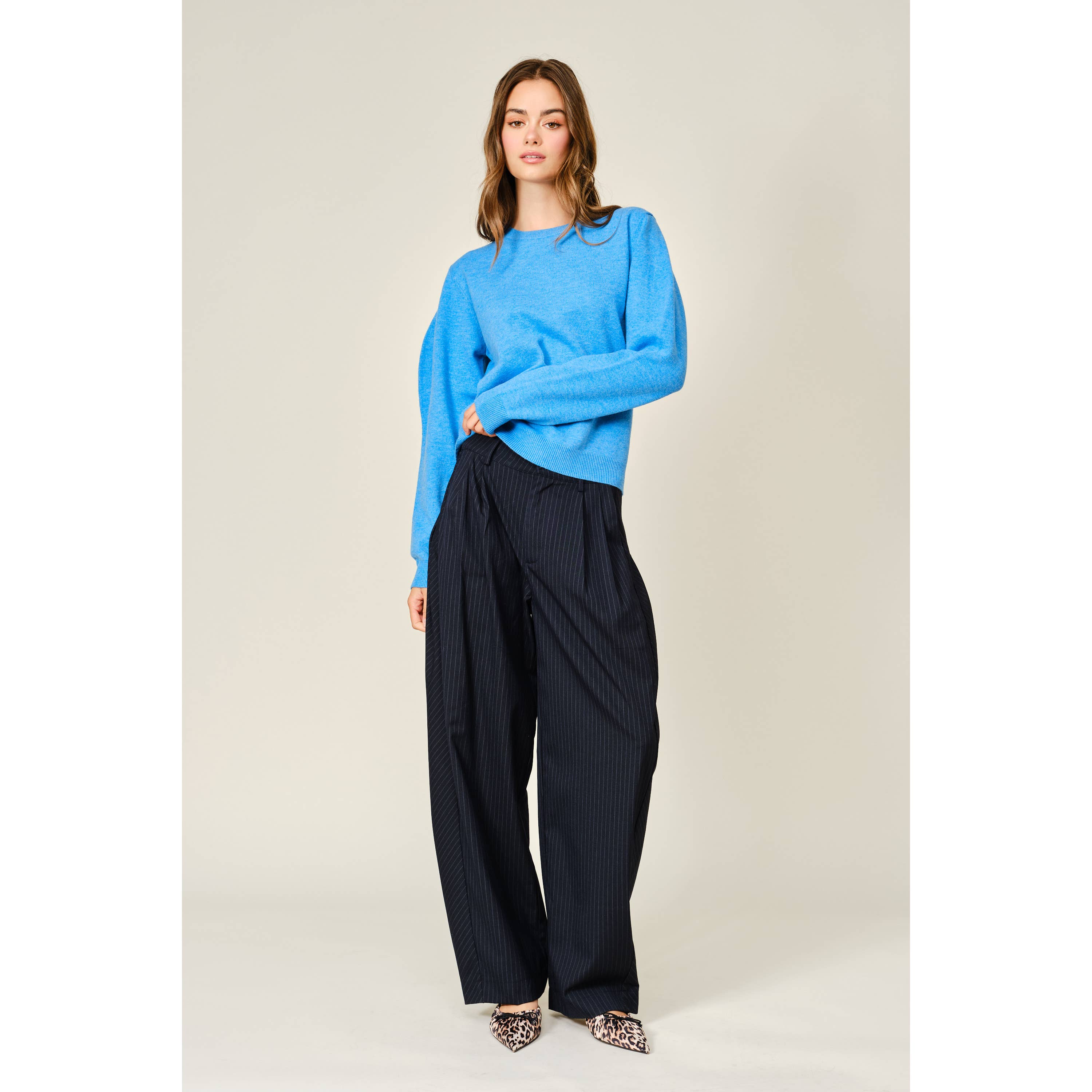 Stripe Classic Barrel Pants - Navy