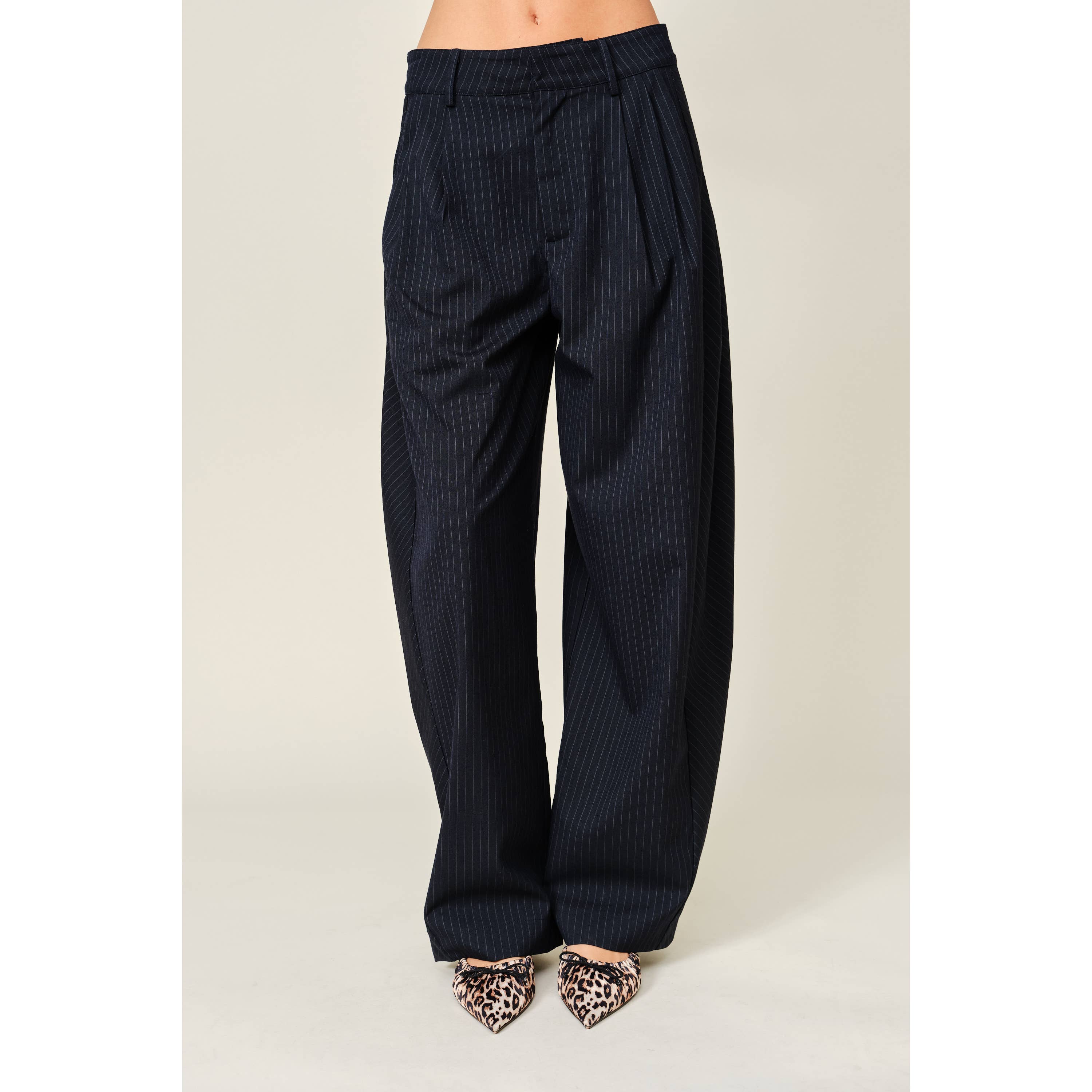 Stripe Classic Barrel Pants - Navy