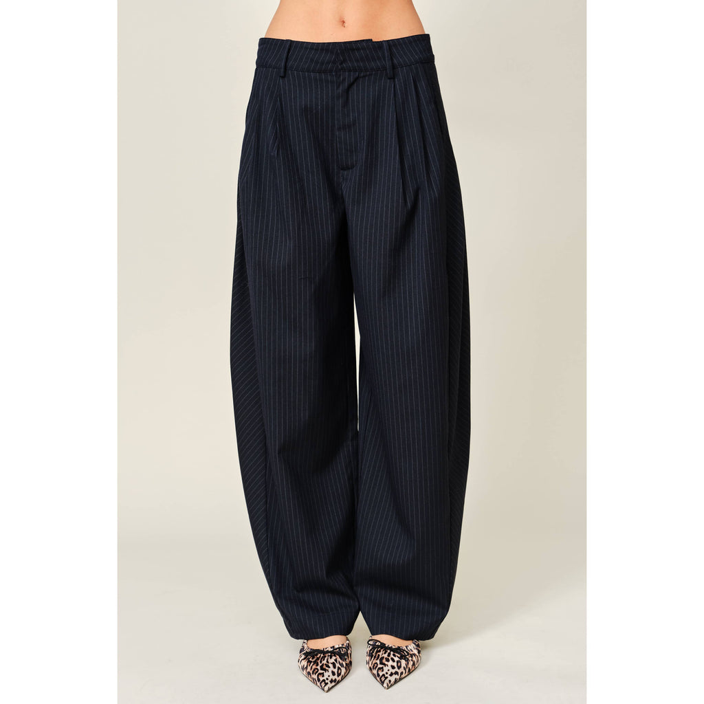 Stripe Classic Barrel Pants - Navy
