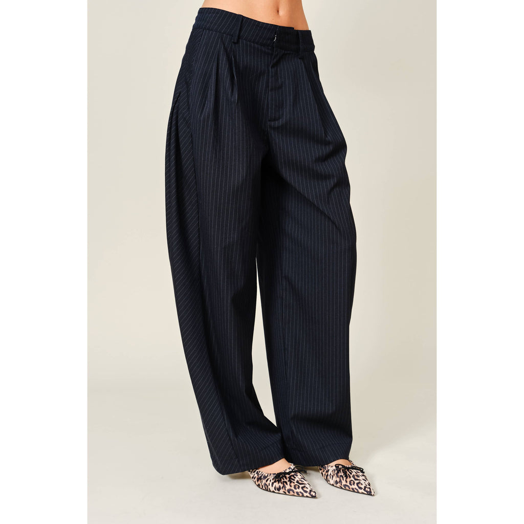 Stripe Classic Barrel Pants - Navy