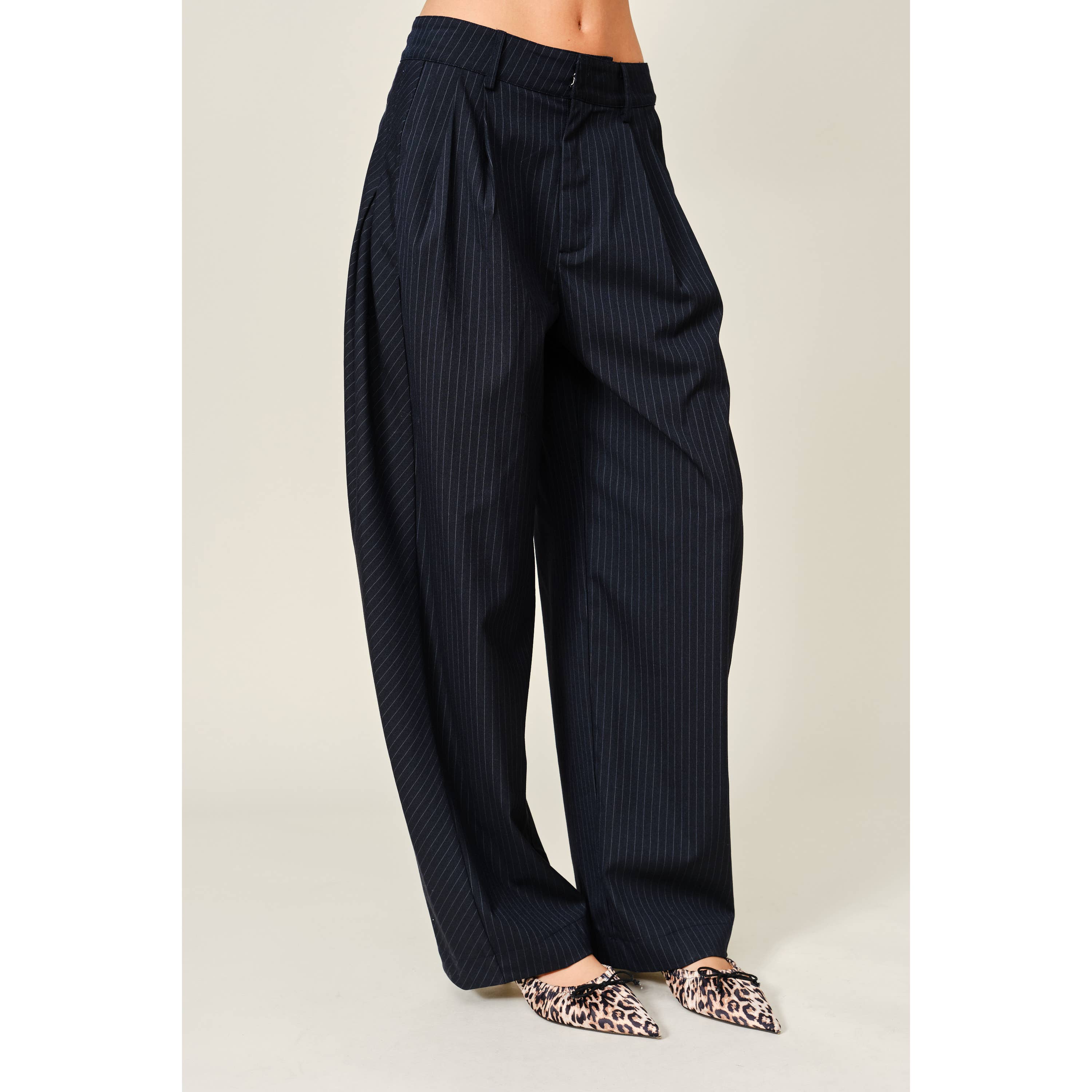 Stripe Classic Barrel Pants - Navy